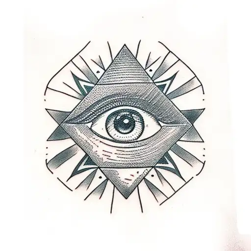 All Seeing Eye with geometric limes tattoo design idea