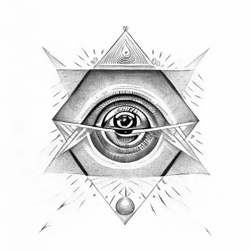 All Seeing Eye with geometric limes tattoo design idea