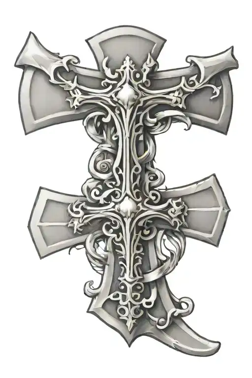 A cross made from an upside down sword   tattoo design idea
