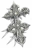 A cross made from an upside down sword   tattoo design idea