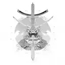 samurai katana with warrior kanji tattoo design idea