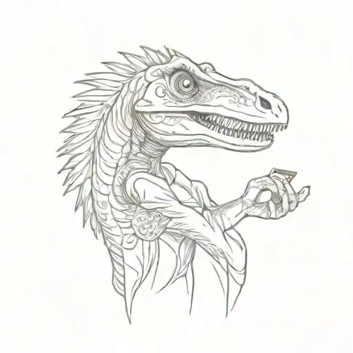 velociraptor eating a chocolate bar tattoo design idea