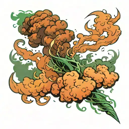 smoke forming with lightning at the top and green colour at the bottom tattoo design idea