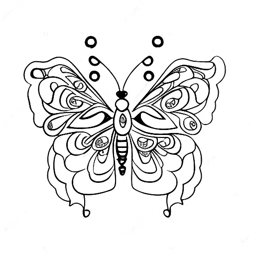 A lego butterfly with a tiara and flowers tattoo design idea