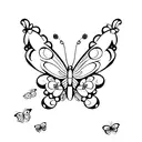 A lego butterfly with a tiara and flowers tattoo design idea