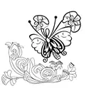 A lego butterfly with a tiara and flowers tattoo design idea