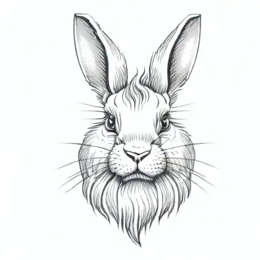 Grey lionhead rabbit with small upstanding ears, small cheeks and a white dot on the nose tattoo design idea