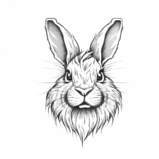 Grey lionhead rabbit with small upstanding ears, small cheeks and a white dot on the nose tattoo design idea