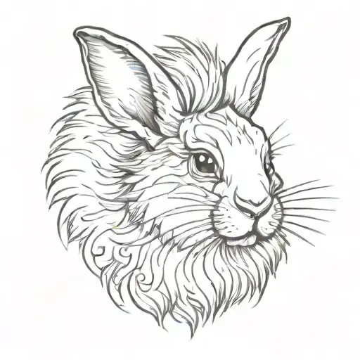 black lionhead rabbit with small upstanding ears small cheeks and a white dot on his nose tattoo design idea