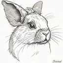 black lionhead rabbit with small upstanding ears small cheeks and a white dot on his nose tattoo design idea