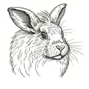 black lionhead rabbit with small upstanding ears small cheeks and a white dot on his nose tattoo design idea