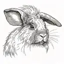 black lionhead rabbit with small upstanding ears small cheeks and a white dot on his nose tattoo design idea
