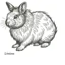 black lionhead rabbit with small upstanding ears small cheeks and a white dot on his nose tattoo design idea