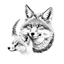 Wolf with red fox and fennec fox tattoo design idea
