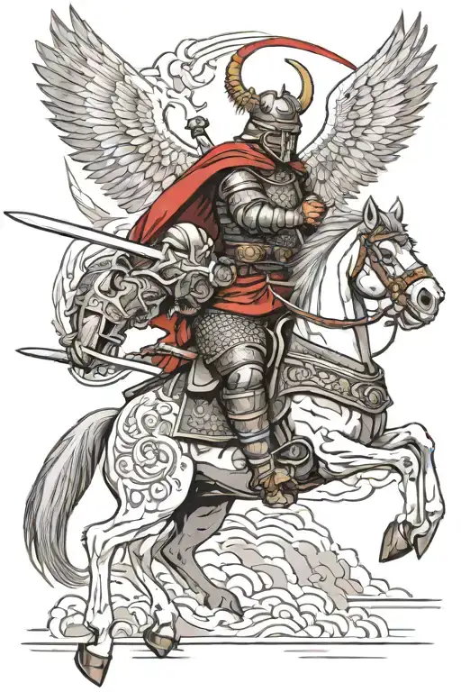 winged hussars vs samurai warrior tattoo design idea