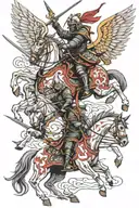 winged hussars vs samurai warrior tattoo design idea