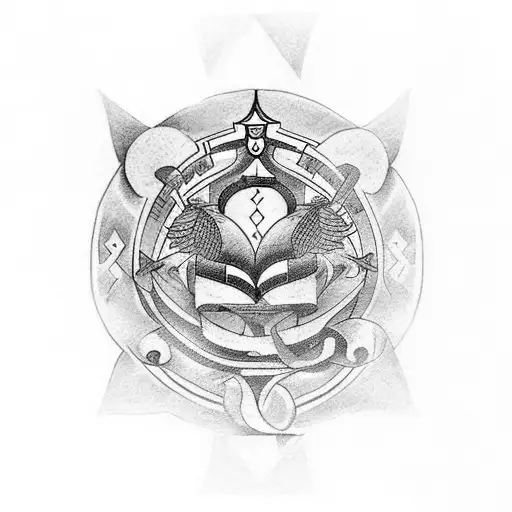 Latin/Ancient Greece inspired tattoo based on and including the motto and moral/ethical code of "Love and Knowledge" tattoo design idea