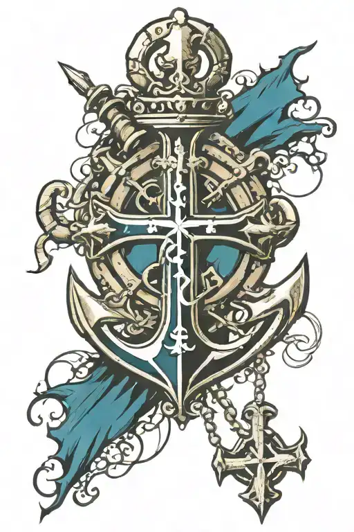 Templar / marine anchor / resistance cross / fleur-de-lys / French and Breton flag tattoo design idea
