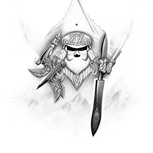 Shango with double edge axe tattoo design idea