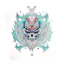 Shango with double edge axe tattoo design idea