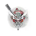 Shango with double edge axe tattoo design idea