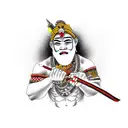 Shango with double edge axe tattoo design idea