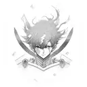 Incorporate elements of anime and Shingeki no Kiojin in a surreal blackwork composition tattoo design idea