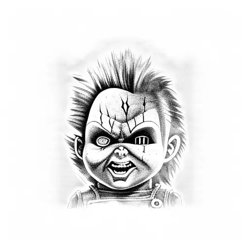 chucky f baby text tattoo design idea