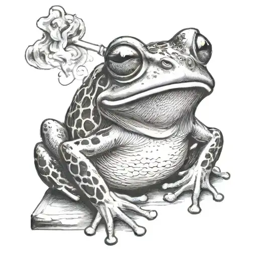 frog with a cigarette smoking  tattoo design idea