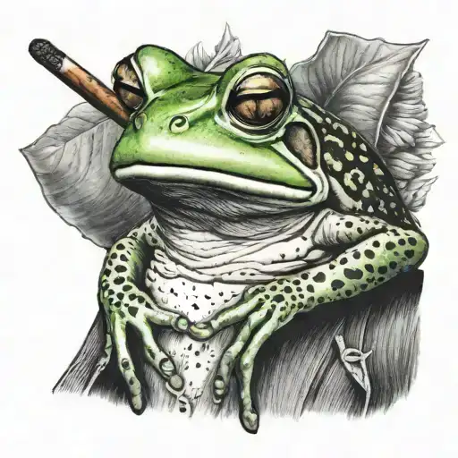 frog with a cigar sitting tattoo design idea