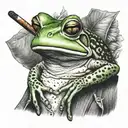 frog with a cigar sitting tattoo design idea