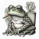 frog with a cigar sitting tattoo design idea