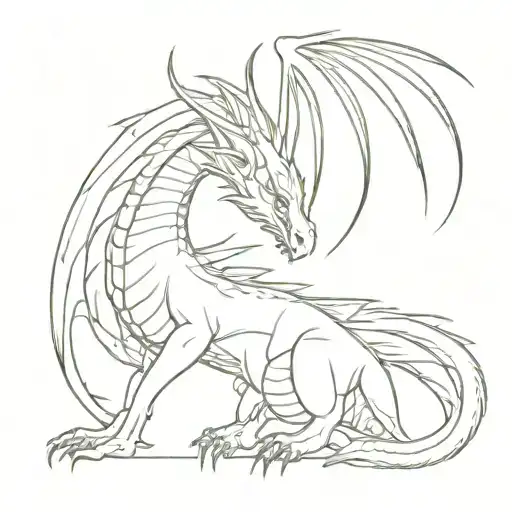 dragon with elf just tattoo design idea