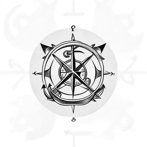 anchor and compass tattoo design idea