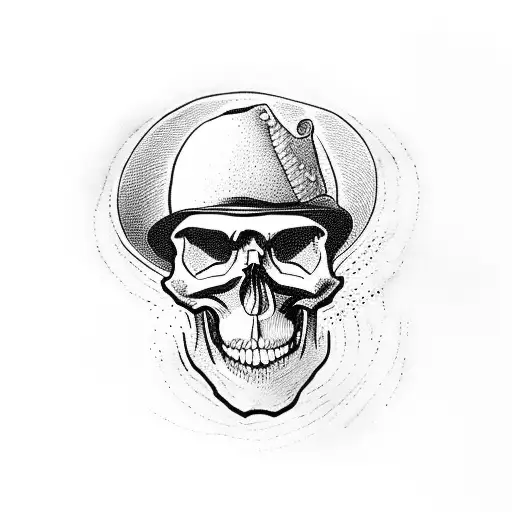 skull in a hat tattoo design idea