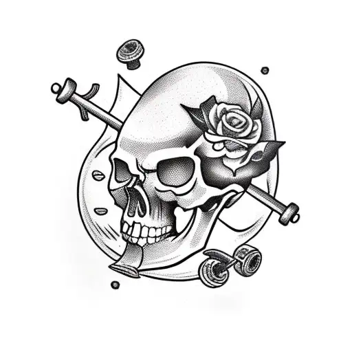skull with a skateboard tattoo design idea