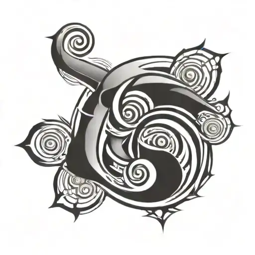 Design a heavy metal themed bicep tattoo incorporating angular shapes and spirals tattoo design idea
