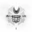 A basketball court with Wu Tang Clan lyrics as the court lines tattoo design idea