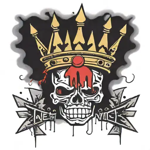 Basquiat crown with veni vidiv vici write tattoo design idea