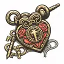 heart lock with keys  tattoo design idea