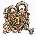 heart lock with keys  tattoo design idea