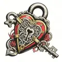 heart lock with keys  tattoo design idea
