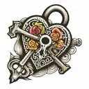 heart lock with keys  tattoo design idea
