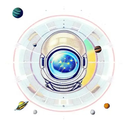 space helmet with solar system inside  tattoo design idea