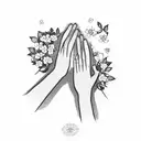 2 holding hands romantically, cherry blossom, in a frame  tattoo design idea