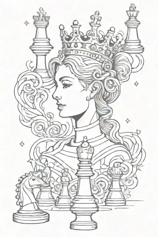 Chess queen piece surrounded by puzzle piece tattoo design idea