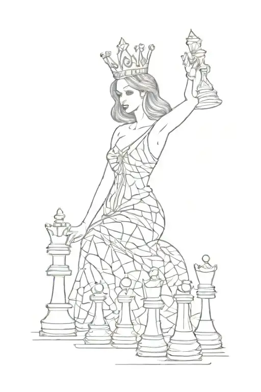 Chess queen jigsaw puzzle pieces tattoo design idea