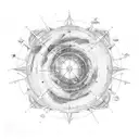 A celestial map with Aries constellation leading the way among a cluster of stars tattoo design idea