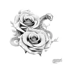 snake with roses tattoo design idea