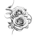 snake with roses tattoo design idea